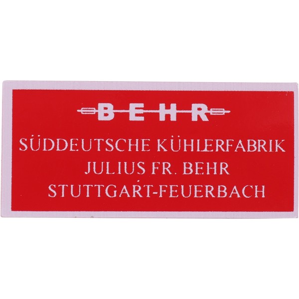 Plakbord oliekoeler voor PORSCHE 356 B/C sticker Behr