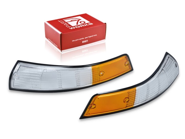 Vidro indicador para PORSCHE 911 F '69-'73 indicadores FRONTAL BRANCO-LARanja PRETO L+R