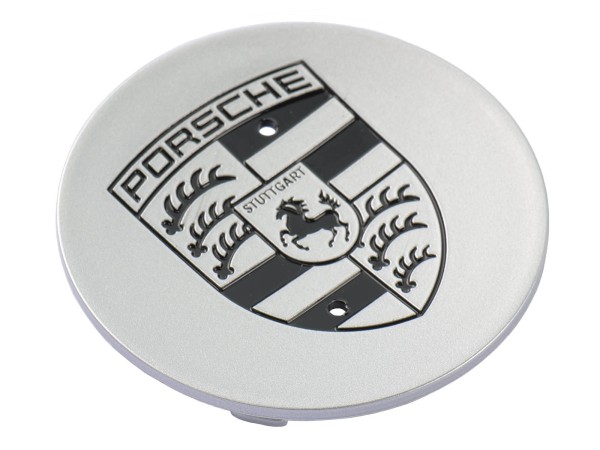 1x wielnaafdop ORIGINEEL PORSCHE 911 993 966 986 ZILVEREN WAPENSCHILD ZWART CONCAVE