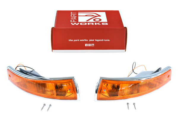 Indicator for PORSCHE 911 F SWB 912 up to -'68 glass + housing FRONT ORANGE L+R