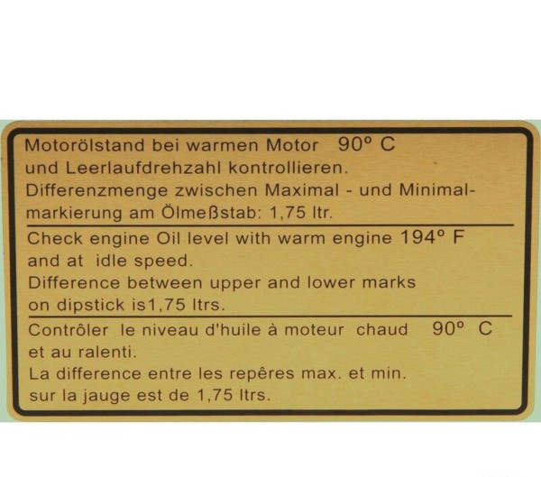 Adesivo livello olio motore per PORSCHE 911 G 3.0-3.3 dal '81- adesivo