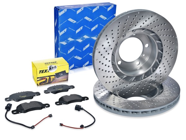 2x brake discs + brake pads + WK for PORSCHE 991 3.4 982 2.0 300PS FRONT