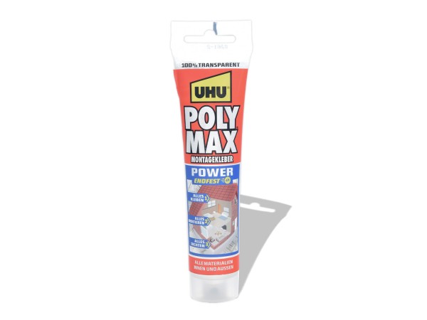 Adhesivo de montaje UHU Poly Max transparente como el cristal