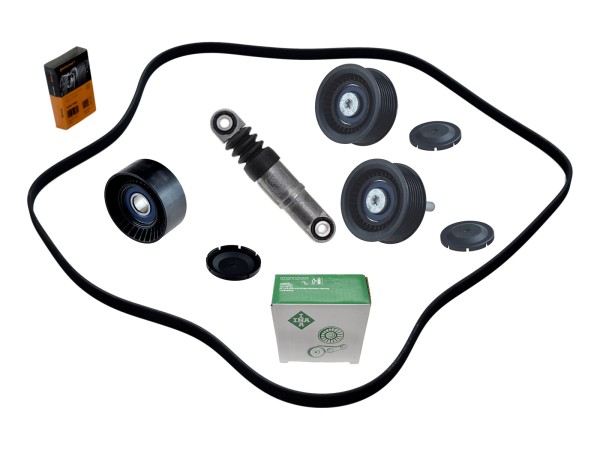 Kit cinghie trapezoidali per PORSCHE Cayenne 4.5 S Turbo 955 9PA + rulli di rinvio + tenditore