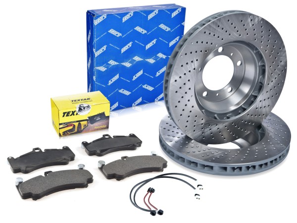 2x brake discs + pads + warning contact for PORSCHE 997 3.6 3.8 Turbo S FRONT