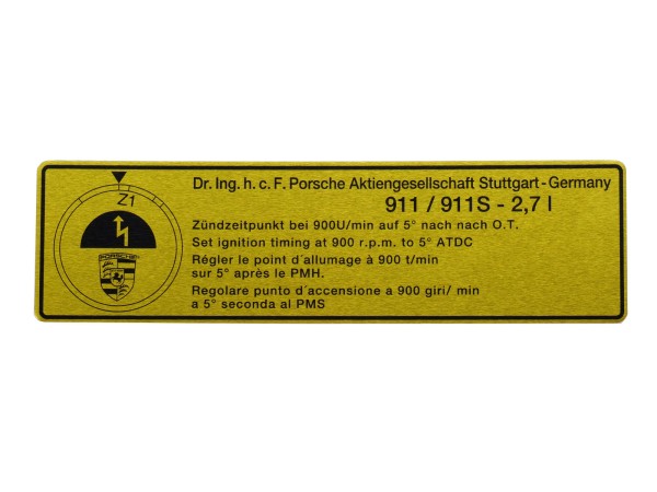 Adhesivo señal encendido encendido ORIGINAL PORSCHE 911 G 2.7 al -'75 adhesivo adhesivo
