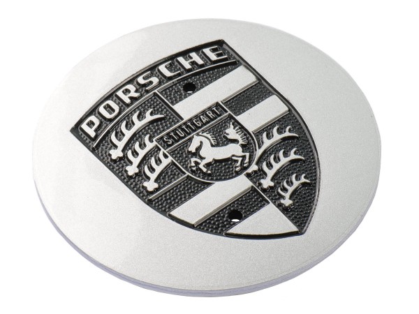 1x wielnaafdop PORSCHE 911 964 944 968 928 924 METAAL ZILVEREN WAPENSCHILD ZWART