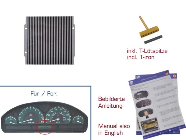 Contact foil speedometer for Jaguar S-Type up to -'03 instrument cluster display