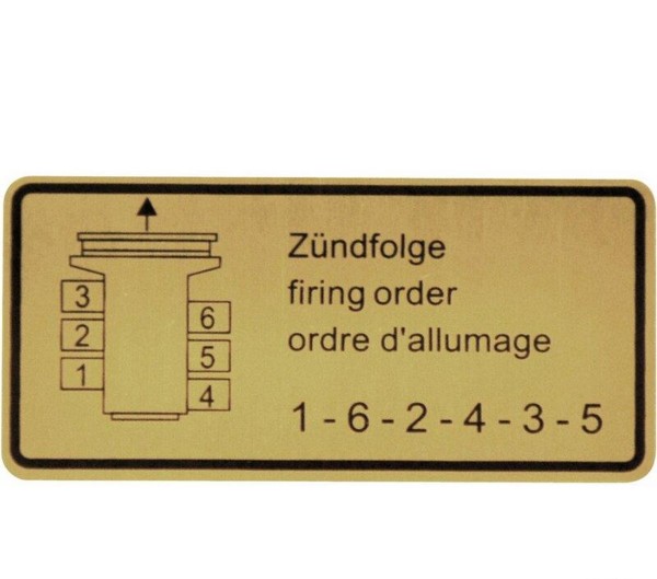 Klebeschild Zündfolge für PORSCHE 911 F/G bis -'78 Aufkleber Sticker