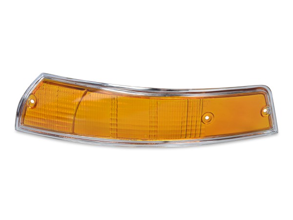 Turn signal glass for PORSCHE 911 F '69-'73 Turn signal FRONT ORANGE CHROME LEFT