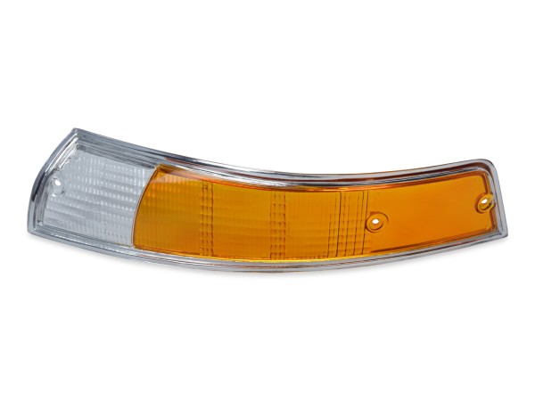 Verre de clignotant pour PORSCHE 911 F '69-'73 Clignotant AVANT ORANGE-BLANC CHROME GAUCHE