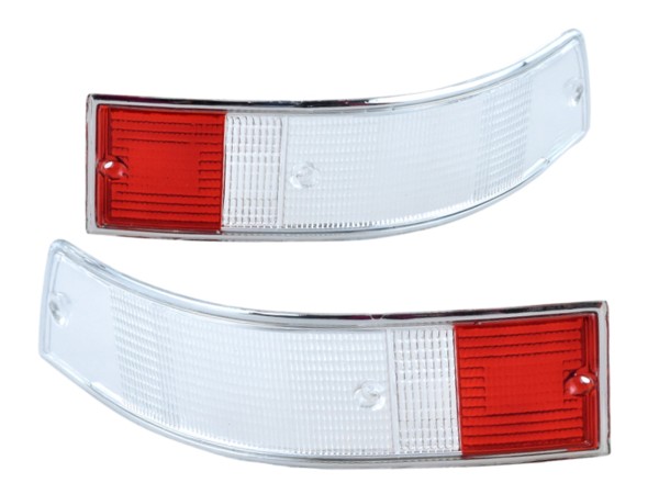 Tail light lenses for PORSCHE 911 F G '69-'89 WHITE RED CHROME L+R