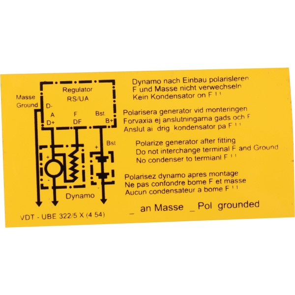 Adhesive sign regulator alternator for PORSCHE 356 B/C sticker sticker