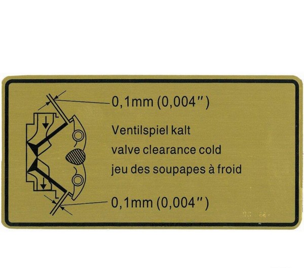 Klebeschild Ventilspiel für PORSCHE 911 F/G 914 964 Aufkleber Sticker