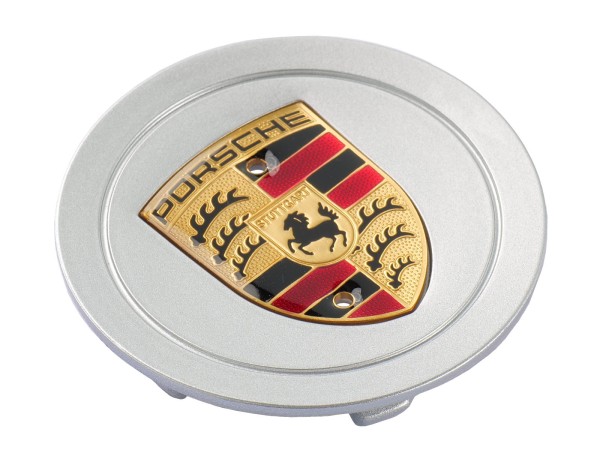 1x coprimozzo ruota ORIGINALE PORSCHE 911 993 966 986 STEMMA ARGENTO COLORATO CONCAVO