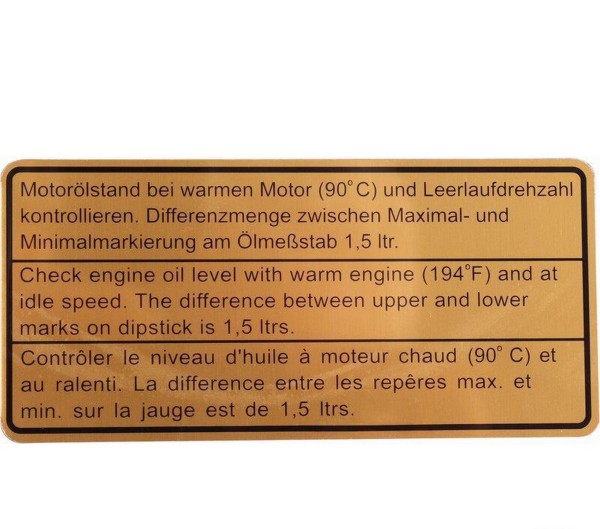 Zelfklevend bord motoroliepeil voor PORSCHE 964 993 sticker