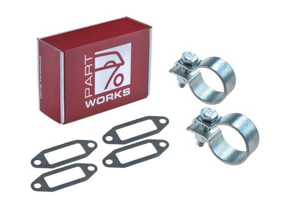 2x exhaust clamps for PORSCHE 356 912 heat exchanger SET + gaskets