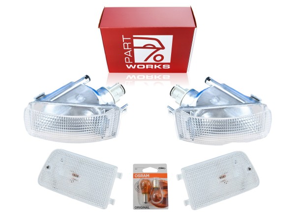 Pisca + refletores para luz indicadora PORSCHE 964 FRONT CLEAR WHITE SET TÜV