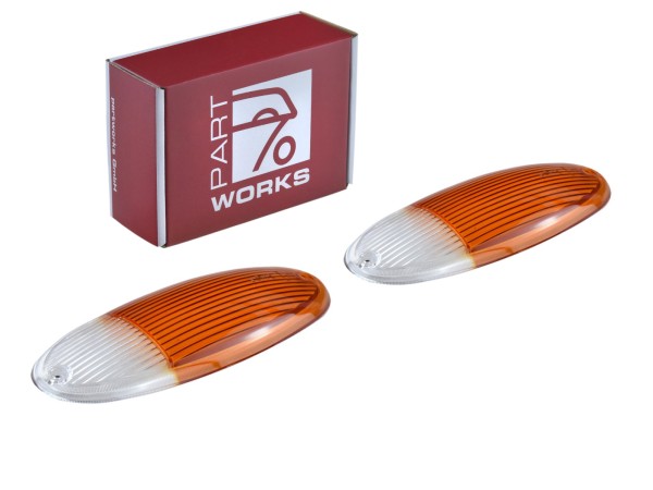 Blinker glass for PORSCHE 914 indicators FRONT WHITE ORANGE L+R