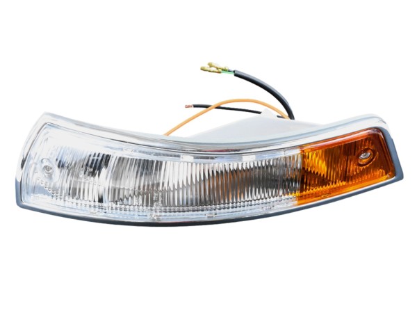 Indicator for PORSCHE 911 F SWB up to -'68 glass + housing FRONT LEFT WHITE-ORANGE