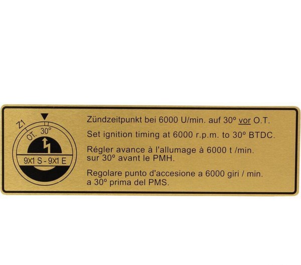 Sticker ontstekingstijdstip voor PORSCHE 911 F 2.0 2.2 sticker