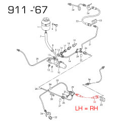 2 flexibles de frein pour Porsche 356 BC (911 F de 1960 &agrave; 1965 et 912 de 1968) arri&egrave;re FTE
