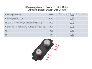 4x dempingsplaat remklauw voor PORSCHE 996 997 Carrera S turbo VOOR