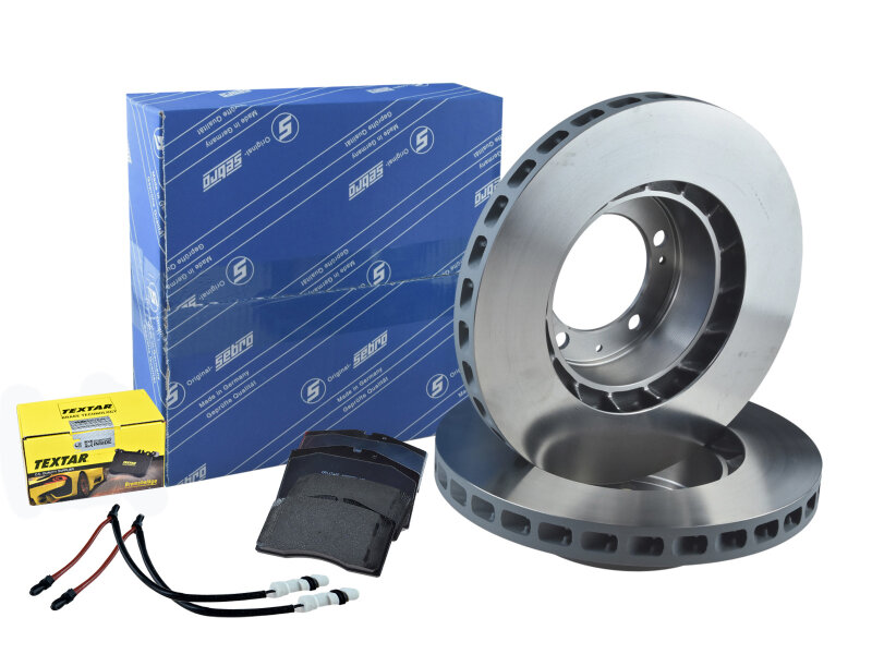 Brake discs + brake pads + wear indicator for PORSCHE 928...