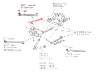 Braccio oscillante posteriore, braccio oscillante a 90 gradi, originale, ricambio