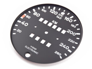 Original Porsche 911 3.2 Carrera VDO Speedometer Dial 260 km/h (reconditioned)