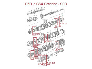 Caja de cambios con rodamiento de rodillos cil&iacute;ndricos para PORSCHE 911 G50 964 993 G64 996 G96 99911011701