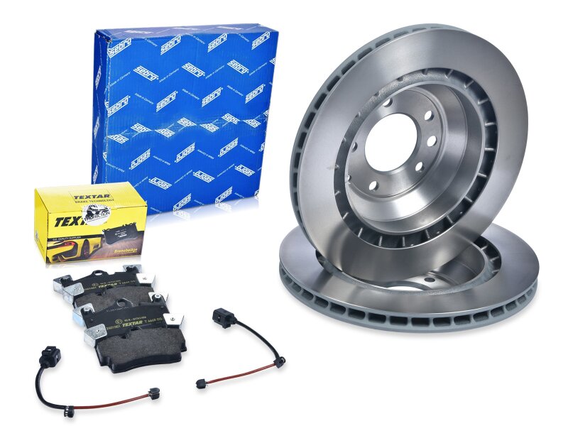Brake discs + brake pads + wear indicator for PORSCHE...
