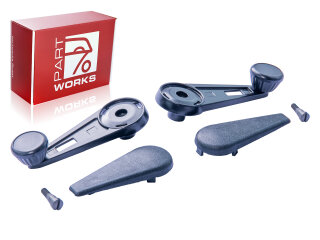 2x manovella per finestrino per PORSCHE 911 fino al -83 NERA + coperchio + viti
