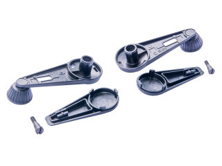 2x window crank for PORSCHE 911 up to -83 BLACK + cover + screws