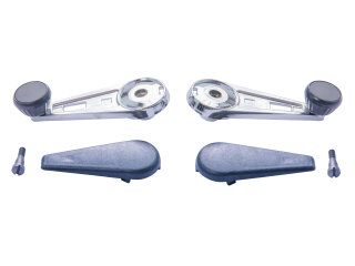 2x manivelle de vitre pour PORSCHE 911 jusqu&agrave; -83 CHROME + cache + vis