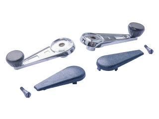 2x manovella per finestrino per PORSCHE 911 fino al -83 CROMATA + coperchio + viti