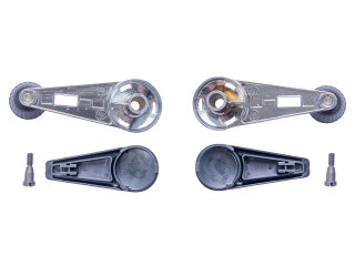 2x raamslinger voor PORSCHE 911 t/m -83 CHROOM + deksel + schroeven