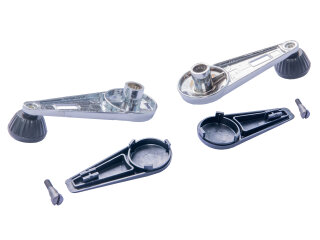 2x window crank for PORSCHE 911 up to -83 CHROME + cover + screws