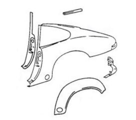 ポルシェ 911 F クーペ 69-73 用 リア右フェンダーサイドパネル