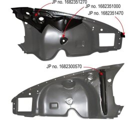 Binnenspatbord voor de wielkast voor PORSCHE 911 F 69-73 LINKSVOOR COMPLEET