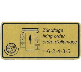 Klebeschild Zündfolge für PORSCHE 911 G 3.2...