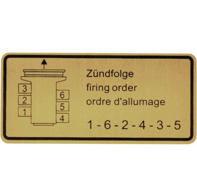 Klebeschild Zündfolge für PORSCHE 911 F/G 69-78 930 -77 914 Aufkleber Sticker