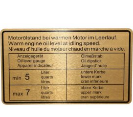 Zelfklevende sticker voor het oliepeil van een PORSCHE...