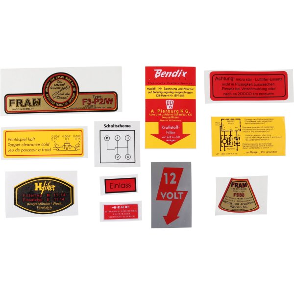 Klebeschilder Motorraum für PORSCHE 356 A Aufkleber Sticker