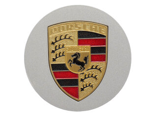 1x Tapa de buje de rueda PORSCHE 911 964 993 944 968 928 METAL PLATA Escudo COLORADO