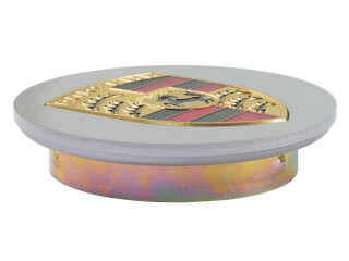 1x Tapa de buje de rueda PORSCHE 911 964 993 944 968 928 METAL PLATA Escudo COLORADO