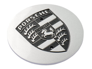 1x Tapa de buje de rueda PORSCHE 911 964 944 968 928 924 METAL PLATA Escudo NEGRO