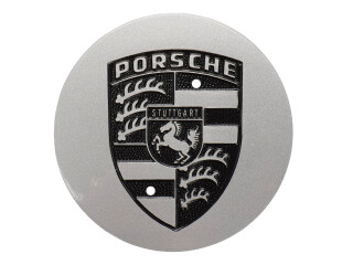 1x Tapa de buje de rueda PORSCHE 911 964 944 968 928 924 METAL PLATA Escudo NEGRO