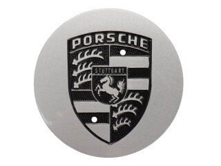 1x ホイールハブキャップ PORSCHE 911 964 944 968 928 924 メタ​​ルシルバー クレスト ブラック