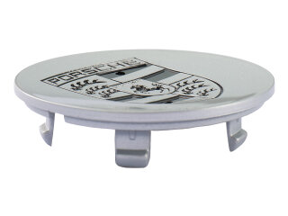 1x Calota Central ORIGINAL PORSCHE 911 993 966 986 PRATA COM BRESTO PRETO C&Ocirc;NCAVO